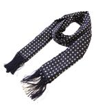 ストール フリンジ シルク 総柄 バイカラー 黒 ブラック アイボリー タグ付き /BB