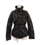 バーバリー BURBERRY BRIT ダウンジャケット スタンドカラー アウター ショート丈 ベルト ワンカラー ナイロン XS 黒 ブラック /BB