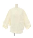 ドゥロワー Drawer ナナコ織りハーフスリーブノーカラージャケット アウター 絹 シルク 38 白 ホワイト 6522-234-0703 /YT