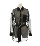 シャツ ブラウス 長袖 シアー シースルー ベルト 34 黒 ブラック 62M39-539-09 /HN