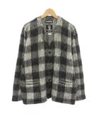 モニタリー monitaly シャギーニットカーディガン Vネック 長袖 チェック柄 M グレー 黒 ブラック 112846 /YT