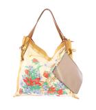 トプカピ TOPKAPI TREASURE マイルドサテンスカーフパネル柄 トートバッグ ハンドバッグ スクエア 黄色 イエロー 白 ホワイト /BB