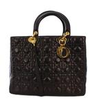 クリスチャンディオール Christian Dior レディ ディオール カナージュ ハンドバッグ トートバッグ ショルダーバッグ 2WAY チャーム付 黒 /KH ■OH