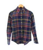 ラルフローレン RALPH LAUREN ボタンダウンシャツ カジュアル 長袖 レギュラーカラー チェック柄 ロゴ 刺繍 XS 紺 ネイビー マルチカラー /BB