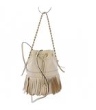 ジェイ&エムデヴィッドソン J&M Davidson カーニバル ショルダーバッグ ハンドバッグ 2WAY フリンジ レザー 白 /KH