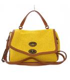 ザネラート ZANELLATO POSTINA ラフィア ハンドバッグ ショルダーバッグ 2WAY 黄色 /KH