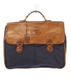 フェリージ Felisi ビジネスバッグ ブリーフケース 書類カバン ハンドバッグ ナイロン レザー 切替 ロゴチャーム 紺 ネイビー 茶 ブラウン /BB