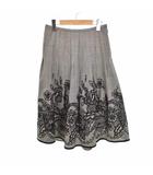 モガ MOGA スカート ひざ丈 フレア グレンチェック 刺繍 2 グレー ■FF