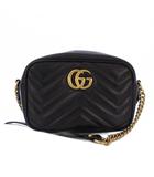 グッチ GUCCI GGマーモント キルティング ショルダーバッグ レザー 黒 448065 /KH ■OH