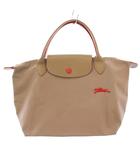 ロンシャン LONGCHAMP ル プリアージュ トートバッグ ハンドバッグ ナイロン レザー ロゴ 刺繍 ワンポイント バイカラー グレージュ 赤 レッド L1621619P18 /BB
