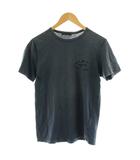 プラダ PRADA Tシャツ カットソー 半袖 クルーネック ロゴ刺繍 S 紺 ネイビー UJM506 /KU
