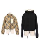 バーバリー BURBERRY リバーシブル フーディジャケット ノバチェック ロゴ刺繍 クロップド丈 XXS 黒 ベージュ 8087229 /KH