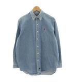 ラルフローレン RALPH LAUREN POLO COUNTRY デニムシャツ カジュアルシャツ ボタンダウン 長袖 スモールポニー M 水色 ライトブルー /HN