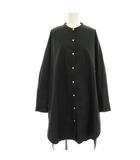 ミズイロインド mizuiro ind バンドカラーシャツワンピース ノーカラーシャツワンピース ロング ミモレ 長袖 黒 ブラック /HN