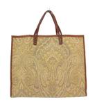 アヴァケーション A VACATION TANK YELLOW PAISLEY タンクイエローペイズリー トートバッグ ハンドバッグ スクエア キャンバス レザー 切替 ベージュ 茶 ブラウン /BB