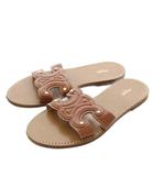 セリーヌ CELINE トリオンフサンダル フラット レザー 39 茶 /KH