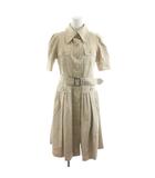 バーバリーブラックレーベル BURBERRY BLACK LABEL ワンピース ひざ丈 半袖 ベルト 38 ベージュ FM464-182-40 /AN37
