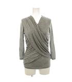 バーバリーブラックレーベル BURBERRY BLACK LABEL カットソー 38 グレー 長袖 Vネック ドレープデザイン /JP