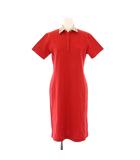 バーバリーゴルフ BURBERRY GOLF ワンピース ポロシャツ ミニ丈 半袖 レギュラーカラー ハーフボタン ロゴ 刺繍 ノバチェック 切替 M 赤 レッド /BB