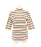 バーバリーゴルフ BURBERRY GOLF カットソー Tシャツ 七分袖 M ベージュ ボーダー柄 ハイネック /RR