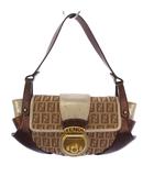 フェンディ FENDI ズッキーノ ハンドバッグ キャンバス レザー ベージュ ブラウン 8BR429 /KH ■OH