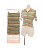 スナイデル SNIDEL セットアップ 上下 シアーニットポロシャツ 半袖 シアーニットスカート ロング ボーダー F ベージュ SWNS244221 /YM