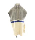 メゾンスペシャル MAISON SPECIAL Cable Fastener Poncho ケーブルニットポンチョ ベスト ジップアップ F ウール混 グレー 白 ホワイト 21232366101 /HN