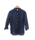 エディフィス EDIFICE コットンシャツ M 青 ブルー 無地 七分袖 /JP