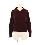 マーガレットハウエル MARGARET HOWELL 25AW WASHABLE WOOL KNITWEAR ウォッシャブルウールニット 長袖 レギュラーカラー ワンカラー 薄手 2 茶 ブラウン 578-5263204 /BB