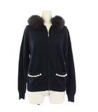 チェスティ Chesty パーカー フォックスファー パール ニット ジップアップ 長袖 F 紺 /TK