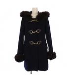 レッセパッセ LAISSE PASSE ダッフルコート ロング フード フォックスファー 装飾 ウール 38 紺 茶 /BM