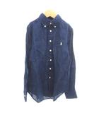 ラルフローレン RALPH LAUREN カジュアルシャツ 麻 リネン ポニー刺繍 長袖 140 紺 ネイビー /YJ