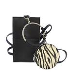 アイシービー iCB 3ピースチャームバッグ スマホショルダー ポーチ レザー 黒 /TK