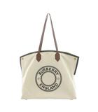 バーバリー BURBERRY ハンドバッグ ショルダーバッグ トートバッグ ロゴ キャンバス レザー アイボリー 黒 ブラック 茶 ブラウン /AN3