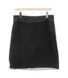 Sマックスマーラ 'S Max Mara スカート ナイロン切替 カットワーク 刺繍 ひざ丈 タイトスカート 42 ネイビー 紺 19-10-10121 /☆G