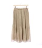 アーバンリサーチ ドアーズ URBAN RESEARCH DOORS プリーツスカート フレア イージー ミモレ ロング ウエストゴム ワンカラー 麻 リネン混 F グレージュ /BB