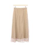 アーバンリサーチ ドアーズ URBAN RESEARCH DOORS フレアスカート イージー ミモレ ロング ウエストゴム かぎ編み 刺繍 ワンカラー F ベージュ /BB
