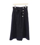 アプワイザーリッシェ Apuweiser-riche キュロットパンツ ワイドパンツ リボン ドット柄 バイカラー 2 紺 ネイビー 白 ホワイト /BB