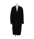 イエナ IENA 17AW ノーカラーコート ロング ウール ナイロン 38 紺 17-020-900-6040-4-0 /BM