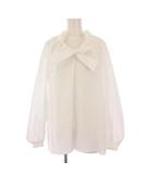 プラステ PLST シャツ ブラウス プルオーバー 長袖 フリル リボン ワンカラー S 白 ホワイト /BB