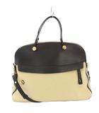 フルラ FURLA 2WAY ハンドバッグ ショルダーバッグ キャンバス レザー 切替 バイカラー 黒 ブラック ベージュ /BB
