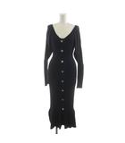 スナイデル SNIDEL 20AW ニットワンピース ロング 長袖 フリル F 黒 ブラック /RR