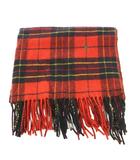 ラルフローレン RALPH LAUREN ストール フリンジ チェック柄 ロゴ 刺繍 ウール 赤 レッド 黒 ブラック /BB