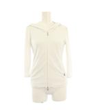 フォクシーニューヨーク FOXEY NEW YORK ジップアップパーカー 七分袖 38 白 33706 /KH