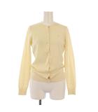 ラルフローレン RALPH LAUREN ニットカーディガン 長袖 クルーネック ショート丈 薄手 ロゴ 刺繍 ワンカラー ウール L アイボリー /BB