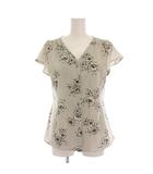 イエナ IENA 25SS 前ボタンVネックブラウス シャツ ストライプ 花柄 36 白 ホワイト 黒 半袖 25051900902110 /YM