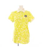 パーリーゲイツ PEARLY GATES ゴルフウェア ポロシャツ 半袖 レギュラーカラー ハーフボタン ストレッチ バイカラー ロゴ 総柄 1 黄緑 ライトグリーン 白 ホワイト /BB