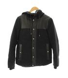 ダウンジャケット 上着 0 黒 フード付き 長袖 異素材切り替え /JP