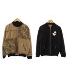 バンダナプリント リバーシブル ブルゾン ジャケット ジップアップ 柄 S 黒 茶 61F08-512 /BM