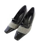 パンプス エナメル スクエアトゥ チャンキーヒール 23cm 黒 /TK